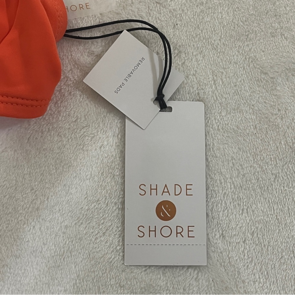 Shade & Shore Orange V-Neck Bikini Top Medium 8-10 Adjustable NWT - Picture 8 of 10